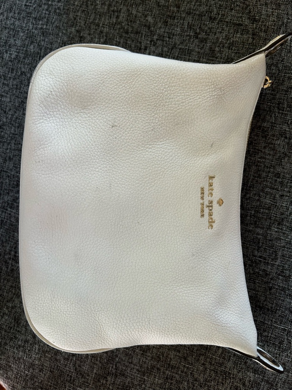 kate spade Soft White Pebbled Leather Cross-body Bag with Gold Logo - Picture 2 of 9
